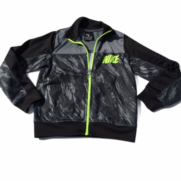 Nike Kids Full Zip Jacket Black Gray Size 5 - Picture 1 of 4